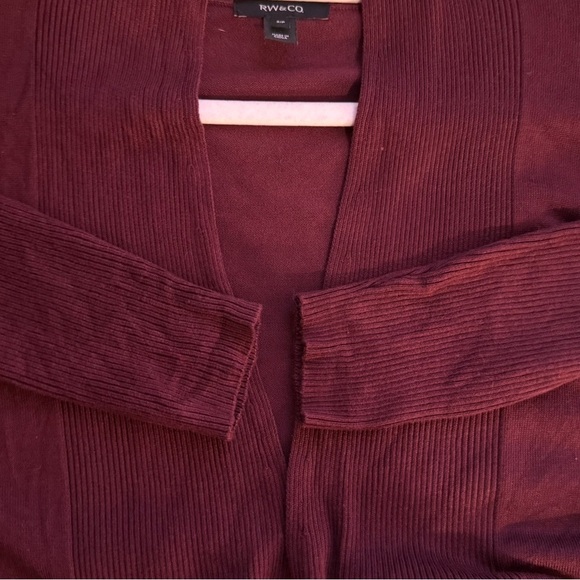 RW&CO. Deep Red Burgundy Knit Open Cardigan Size S Minimalist Cozy Office - Picture 7 of 12